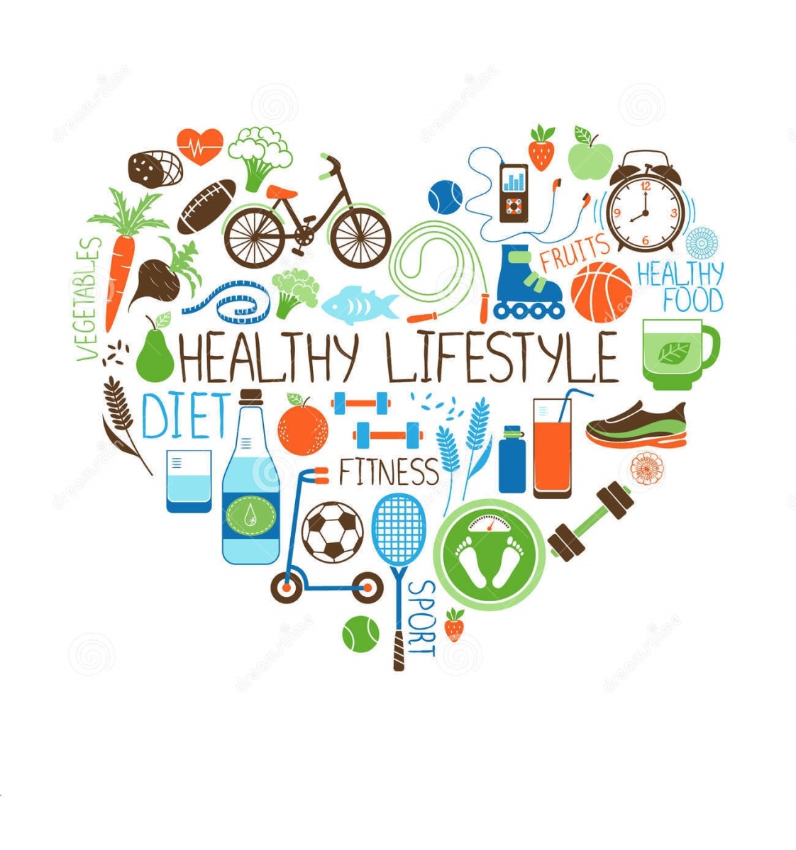 healthy-lifestyle-diet-fitness-heart-sign-vector-shape-multiple-icons ...